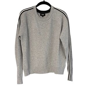 Monrow Heather Gray Sweater with Black Stripe Sleeves | Size S